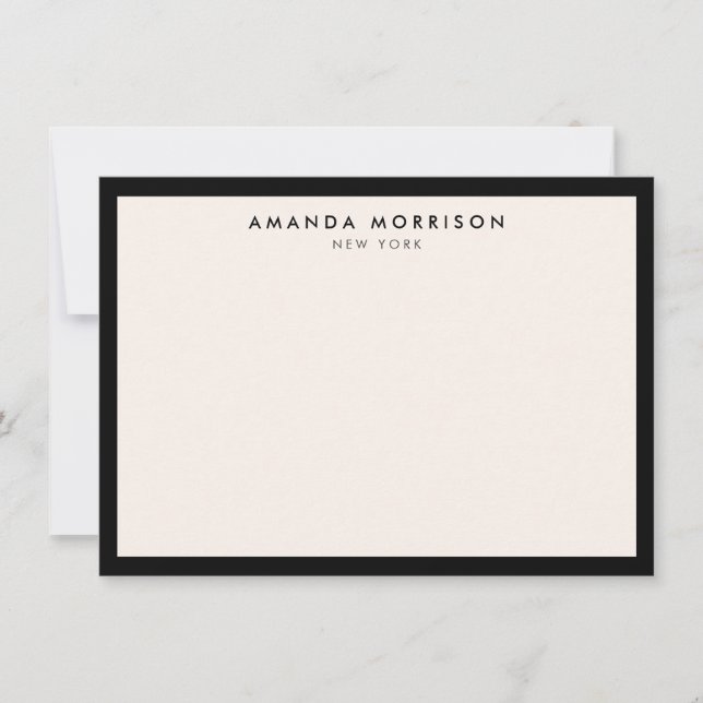 Minimalist Luxury Boutique Black/Ivory Note Card (Front)