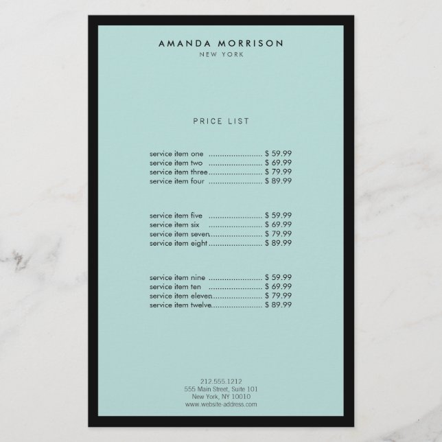 Minimalist Luxury Boutique Black/Mint Flyer (Front)
