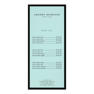 Minimalist Luxury Boutique Black/Mint Rack Card