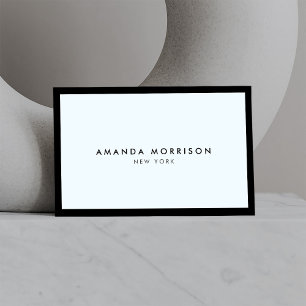 Minimalist Luxury Boutique Black/Pastel Blue Business Card