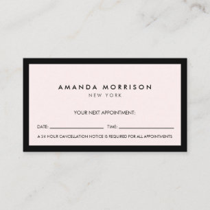 Minimalist Luxury Boutique Black/Pastel Pink Appt Business Card