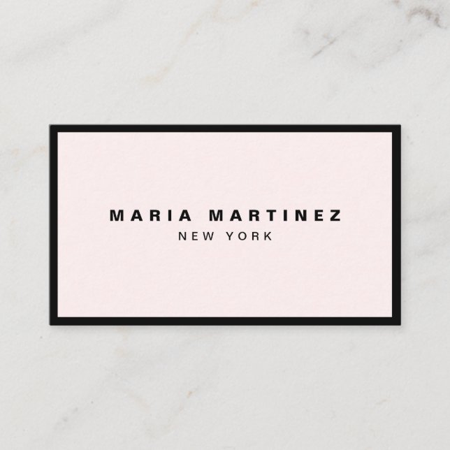 Minimalist Luxury Boutique Black/Pastel Pink Business Card (Front)
