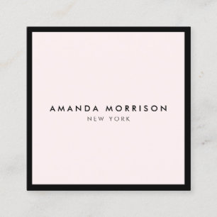 Minimalist Luxury Boutique Black/Pastel Pink Square Business Card