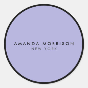 Minimalist Luxury Boutique Black/Periwinkle Classic Round Sticker