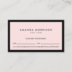 Minimalist Luxury Boutique Black/Pink Appointment Business Card