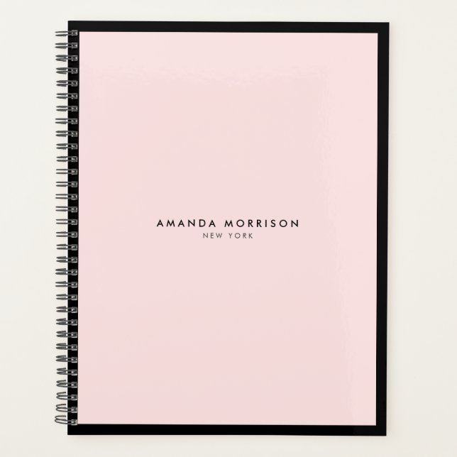 Minimalist Luxury Boutique Black/Pink Appointment Planner (Front)