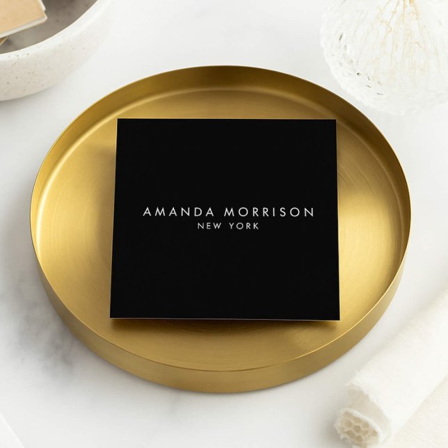 Minimalist Luxury Boutique Black Square Business Card (Creator Uploaded)