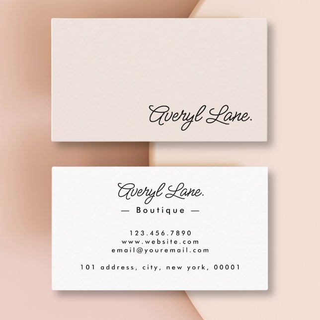 Minimalist Luxury Boutique Chic Blush Pink Script Business Card (Creator Uploaded)