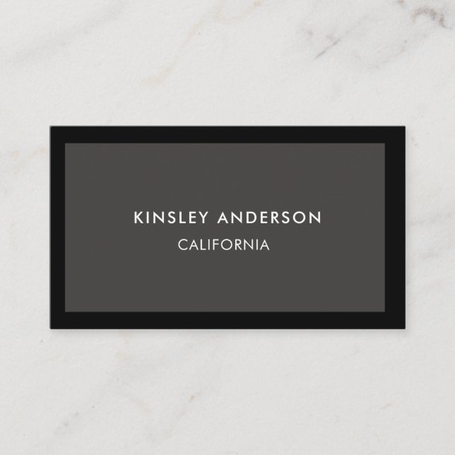 Minimalist Luxury Boutique Dark Grey & Black Business Card (Front)
