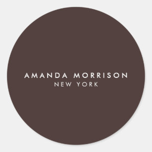 Minimalist Luxury Boutique Deep Brown Classic Round Sticker