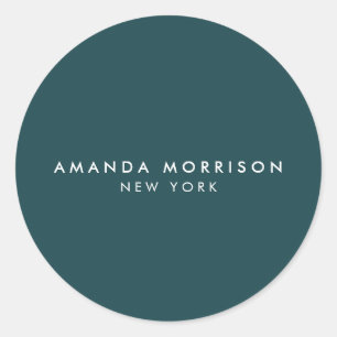 Minimalist Luxury Boutique Deep Teal Classic Round Sticker