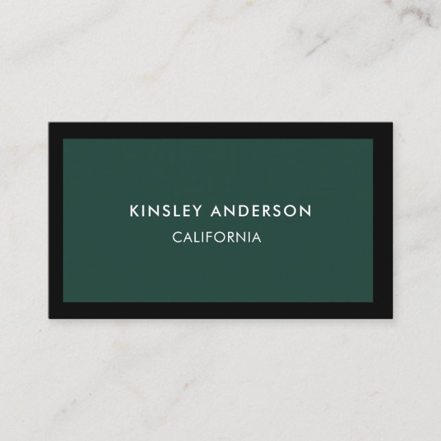 Minimalist Luxury Boutique Emerald Green & Black Business Card (Front)