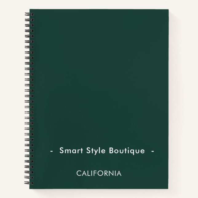 Minimalist Luxury Boutique Emerald Green Notebook (Front)