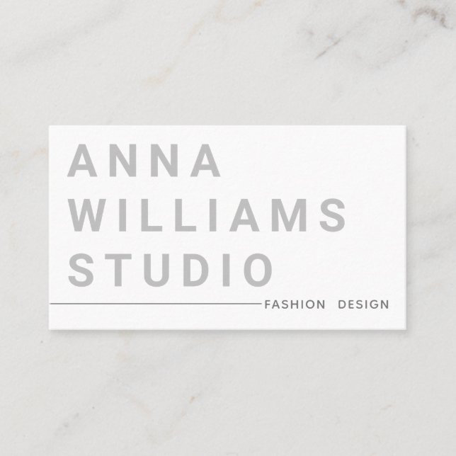 Minimalist Luxury Boutique Fashion Designer Grey Business Card (Front)
