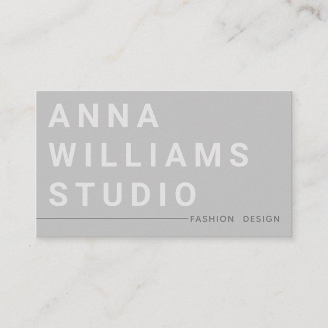 Minimalist Luxury Boutique Fashion Designer Grey Business Card (Front)