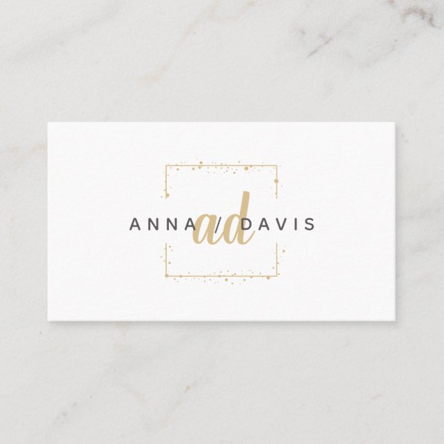 Minimalist Luxury Boutique Fashion Gold Logo Business Card (Front)