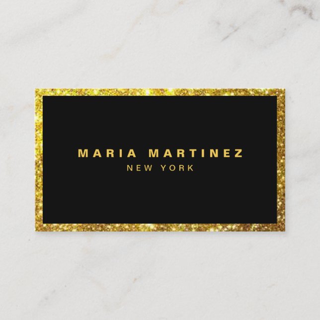 Minimalist Luxury Boutique Gold/Black Business Card (Front)