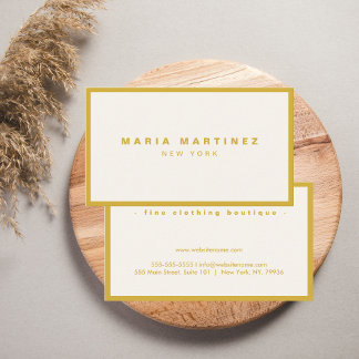 Minimalist Luxury Boutique Gold/Ivory Business Card