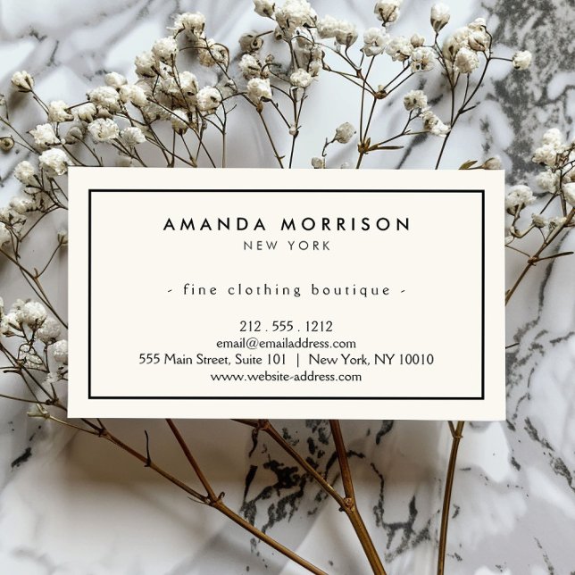 Minimalist Luxury Boutique Ivory/Black Single Side Business Card (Creator Uploaded)