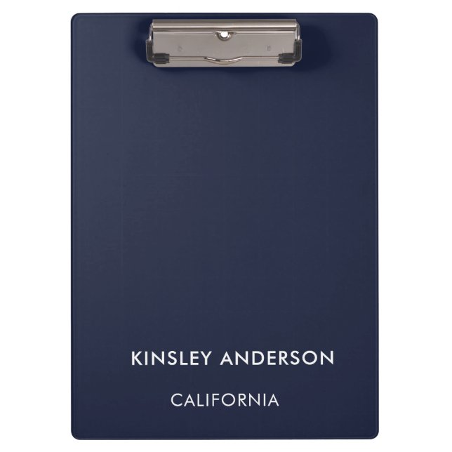 Minimalist Luxury Boutique Navy Blue Clipboard (Front)