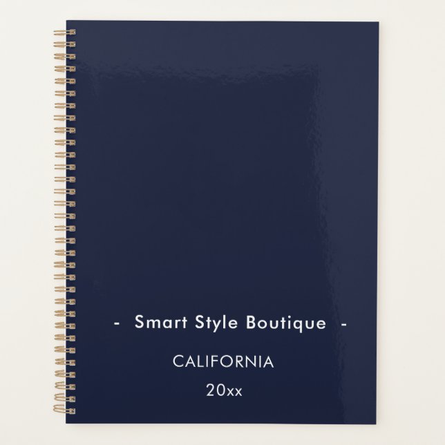 Minimalist Luxury Boutique Navy Blue Planner (Front)