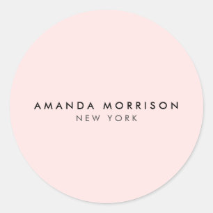 Minimalist Luxury Boutique Pink Classic Round Sticker