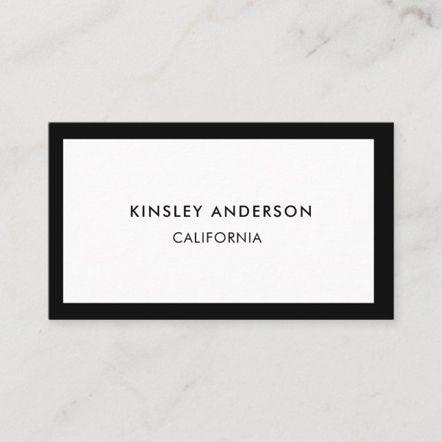 Minimalist Luxury Boutique White and Black Business Card (Front)