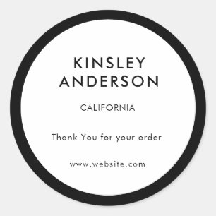 Minimalist Luxury Boutique White and Black Classic Round Sticker