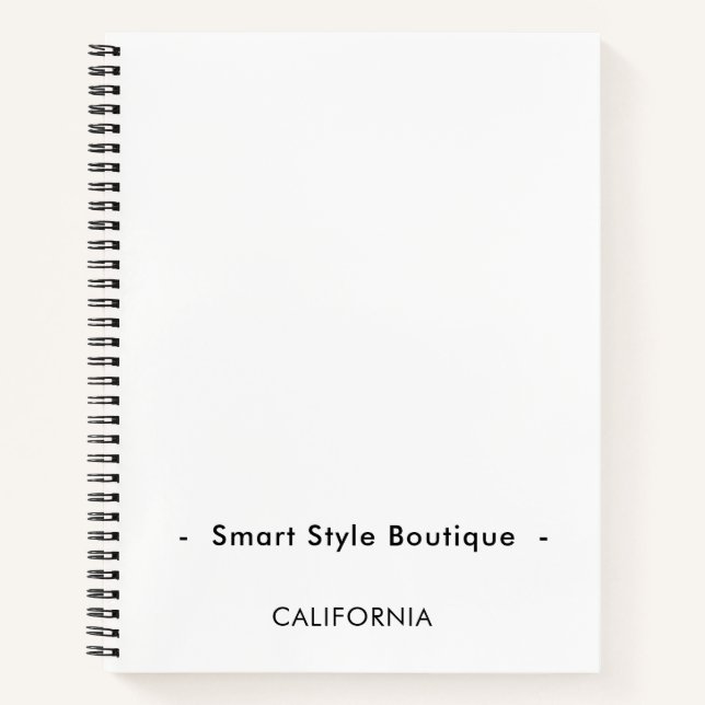 Minimalist Luxury Boutique White and Black Notebook (Front)