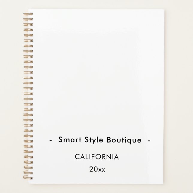 Minimalist Luxury Boutique White and Black Planner (Front)