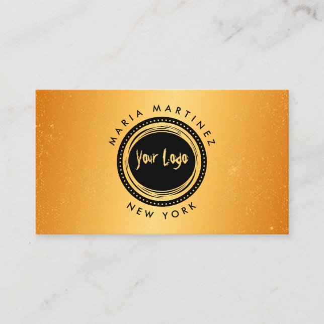 Minimalist Luxury Boutique With Logo Gold Business Card (Front)