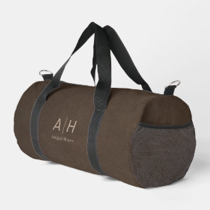 Minimalist Luxury Brown Suede Print Monogram Duffle Bag
