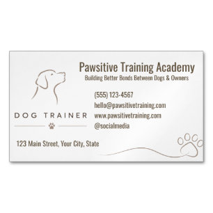Minimalist Luxury Dog Trainer Services Customised Magnetic Business Card