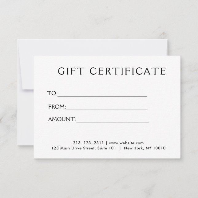 Minimalist Luxury Gift Certificate (Back)