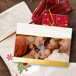 Minimalist Luxury & Gold Vintage Exquisite Photo Foil Holiday Card