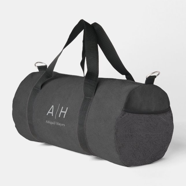 Minimalist Luxury Grey Suede Print Monogram Duffle Bag (Right Corner)