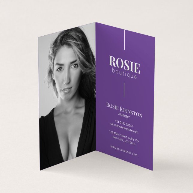 Minimalist Luxury Hair / Beauty Salon Purple Business Card (Inside)