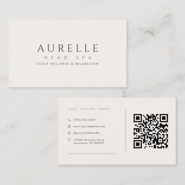 Minimalist Luxury Head Spa Business Card (Front/Back)