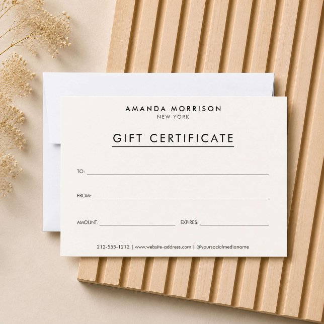 Minimalist Luxury Ivory Gift Certificate (Creator Uploaded)