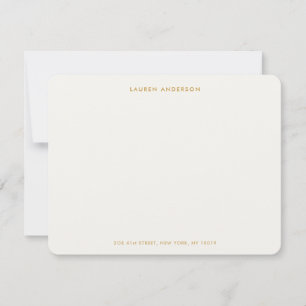 Minimalist Luxury Ivory & Gold Personalised Flat Card
