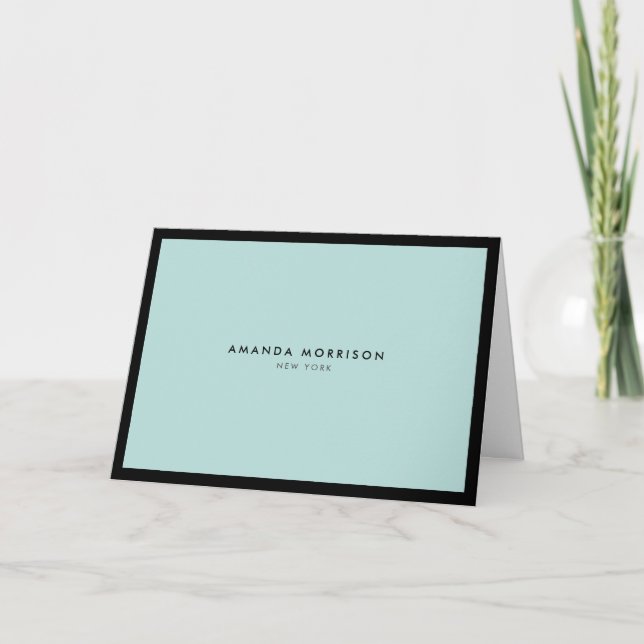 Minimalist Luxury Mint Green Bordered Note Card (Front)