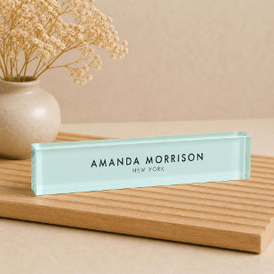 Minimalist Luxury Mint Green Nameplate