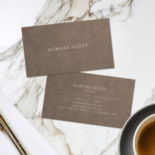 Minimalist Luxury Neutral Suede Print Business Card