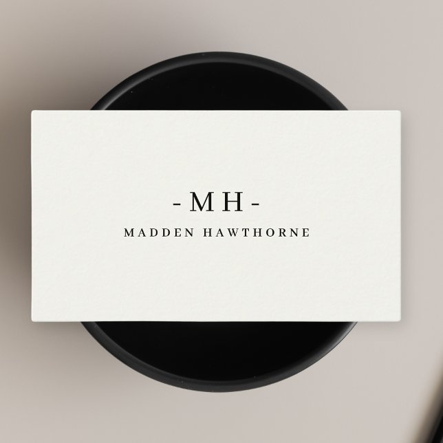 Minimalist Luxury Professional Ivory Monogram Name Business Card (Creator Uploaded)