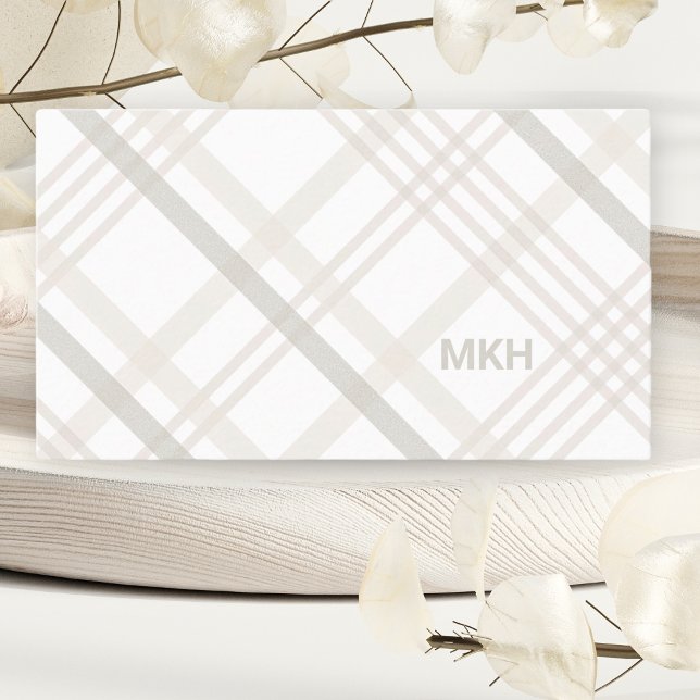 Minimalist Luxury Professional Plaid Monogram Business Card (Creator Uploaded)