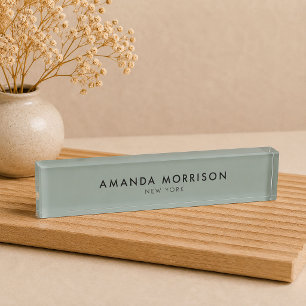 Minimalist Luxury Sage Green Nameplate