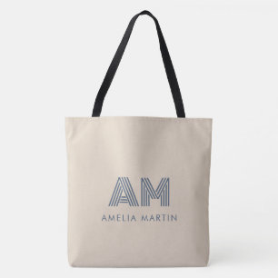 Minimalist Luxury Warm Taupe Monogram Tote Bag
