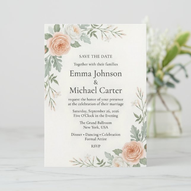 "Minimalist Luxury Wedding Save the Date" Date (Standing Front)