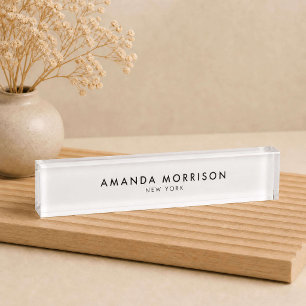 Minimalist Luxury White Nameplate
