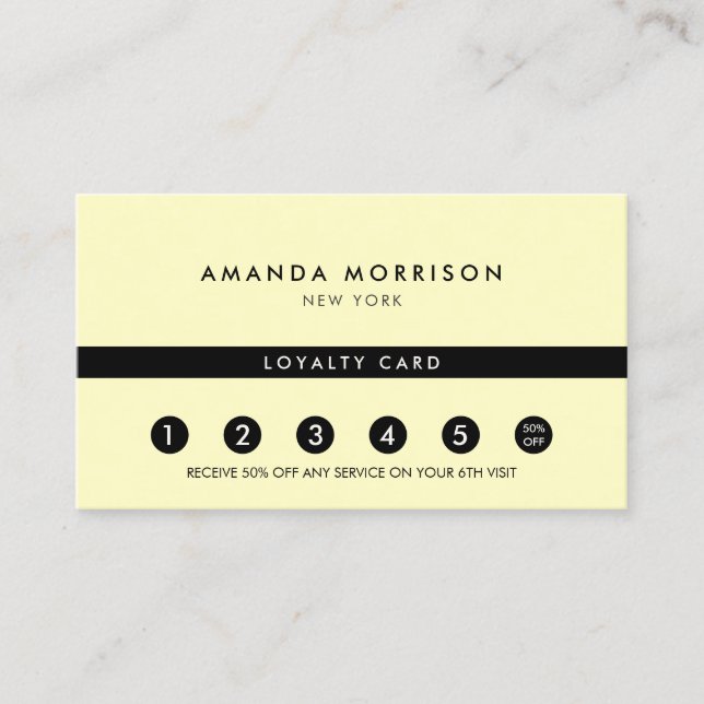 Minimalist Luxury Yellow Loyalty Business Card (Front)
